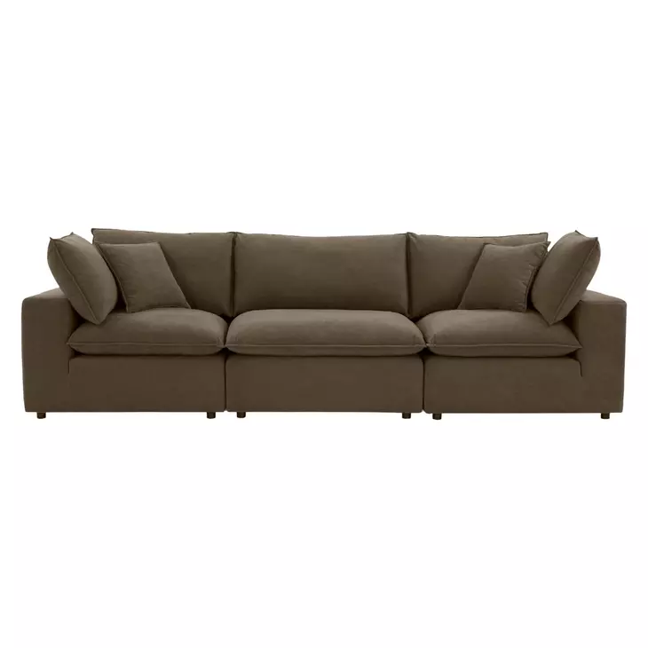 Cali Chocolate Brown Performance Velvet Modular 120" Sofa