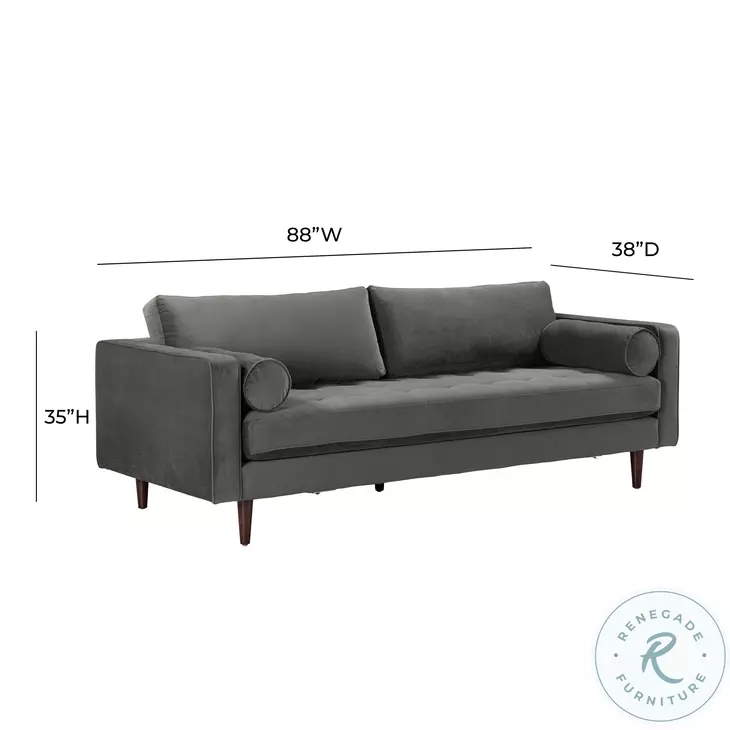 Cave Ash Gray Velvet Sofa