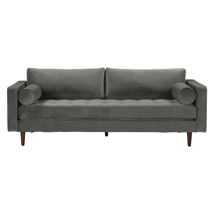 Cave Ash Gray Velvet 89" Sofa