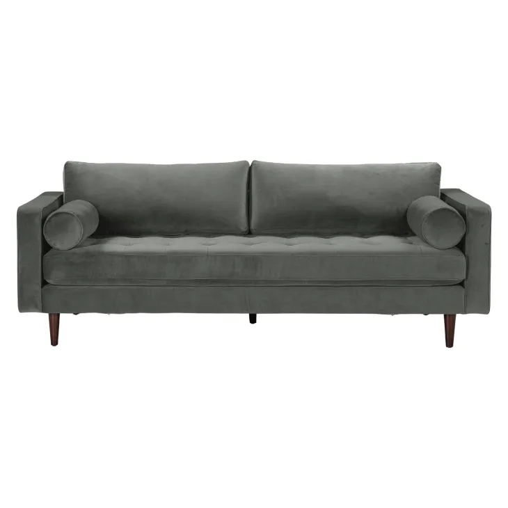 Cave Ash Gray Velvet 89" Sofa