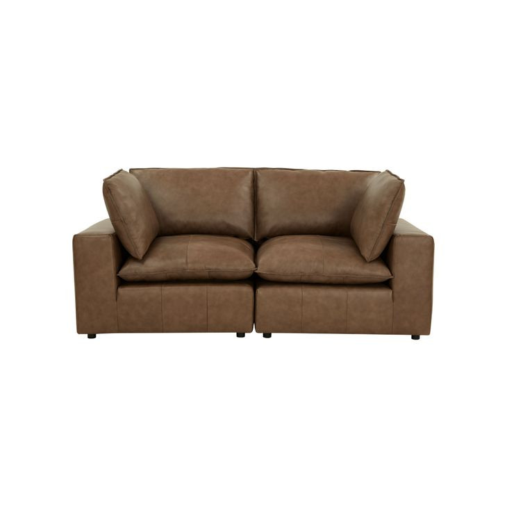 Cali Cognac Brown Leather Modular Loveseat