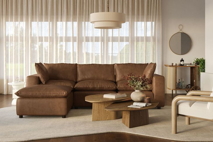 Cali Cognac Brown Leather Modular Sectional