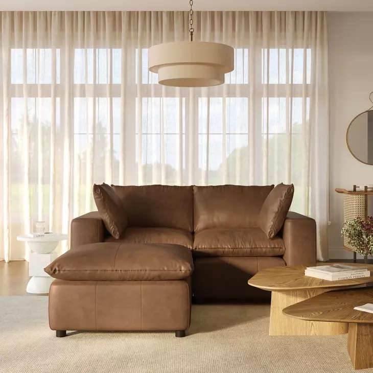 Cali Cognac Brown Leather Modular Sectional