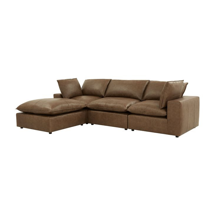 Cali Cognac Brown Leather Modular Sectional