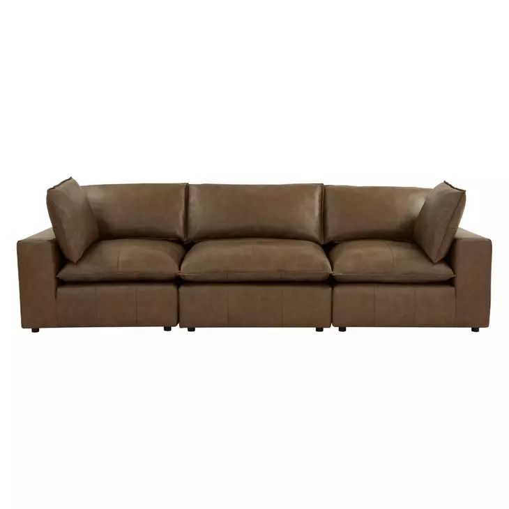 Cali Cognac Brown Leather Modular 120" Sofa