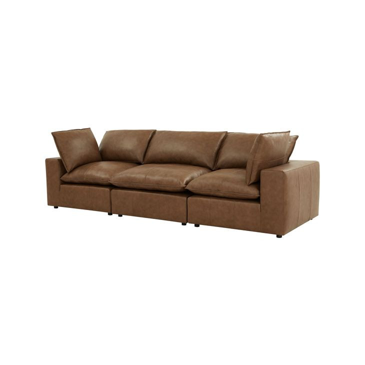 Cali Cognac Brown Leather Modular Sofa