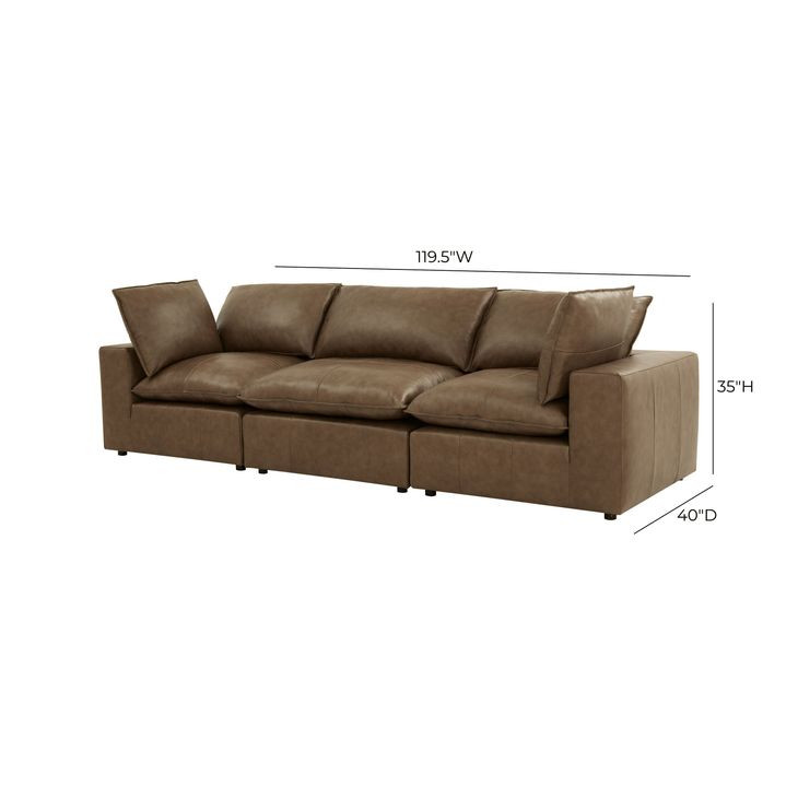Cali Cognac Brown Leather Modular Sofa