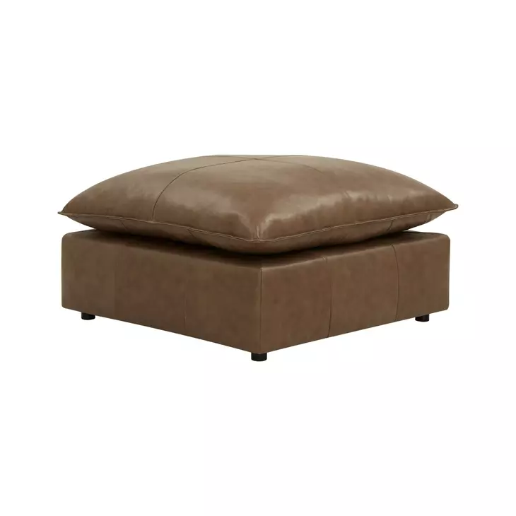 Cali Cognac Brown Leather Ottoman