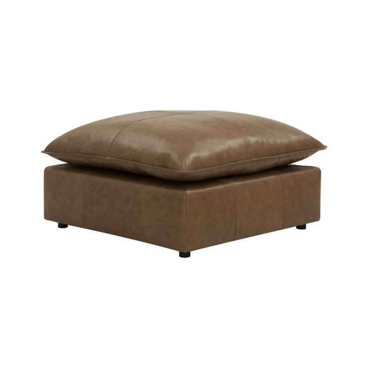 Cali Cognac Brown Leather Ottoman