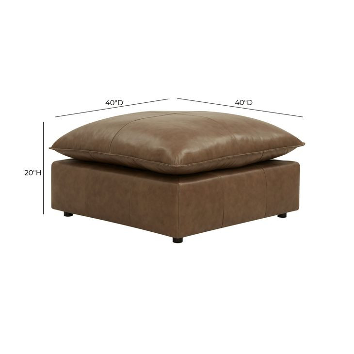Cali Cognac Brown Leather Ottoman