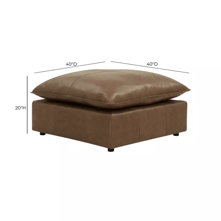 Cali Cognac Brown Leather Ottoman