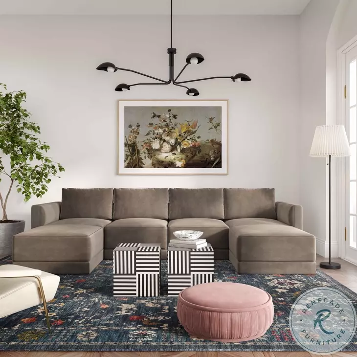 Willow Taupe Velvet Ottoman