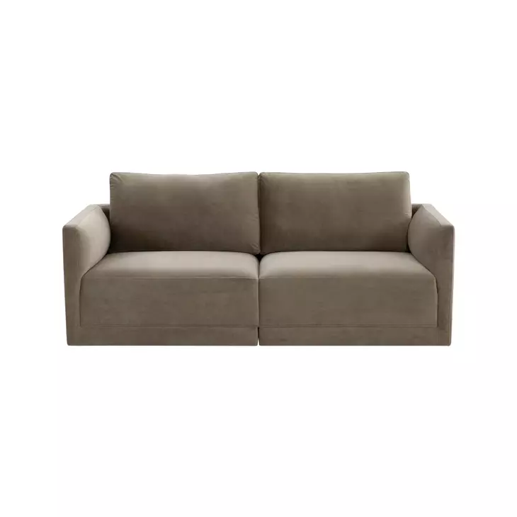 Willow Taupe Velvet Modular 74" Loveseat