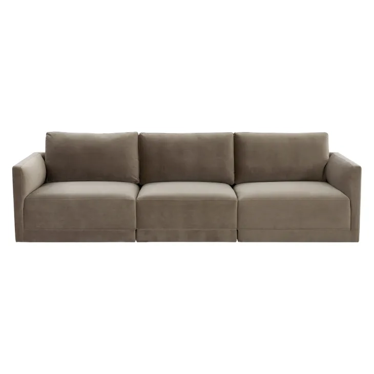 Willow Taupe Velvet Modular 105" Sofa