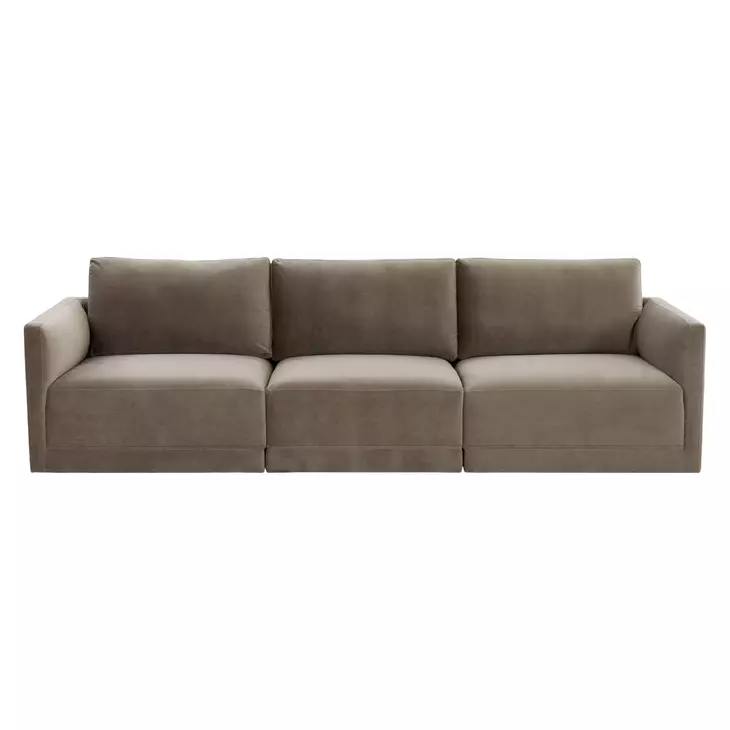 Willow Taupe Velvet Modular 105" Sofa