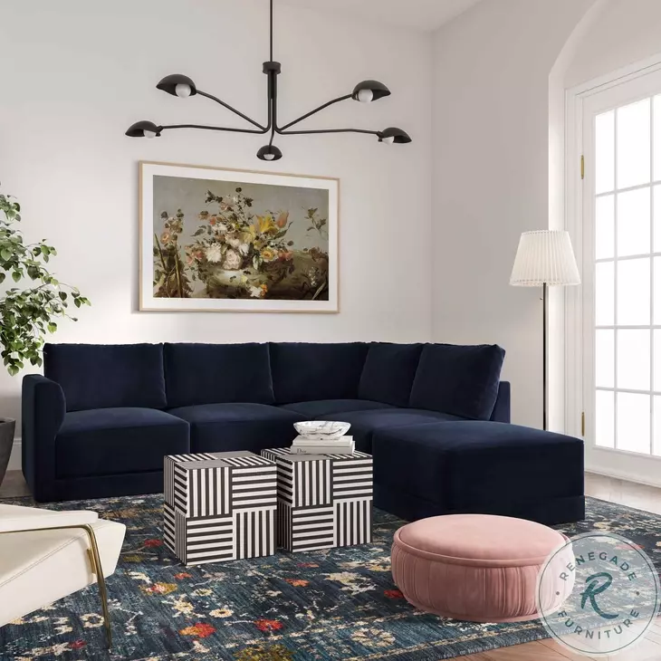 Willow Navy Velvet Modular RAF Sectional