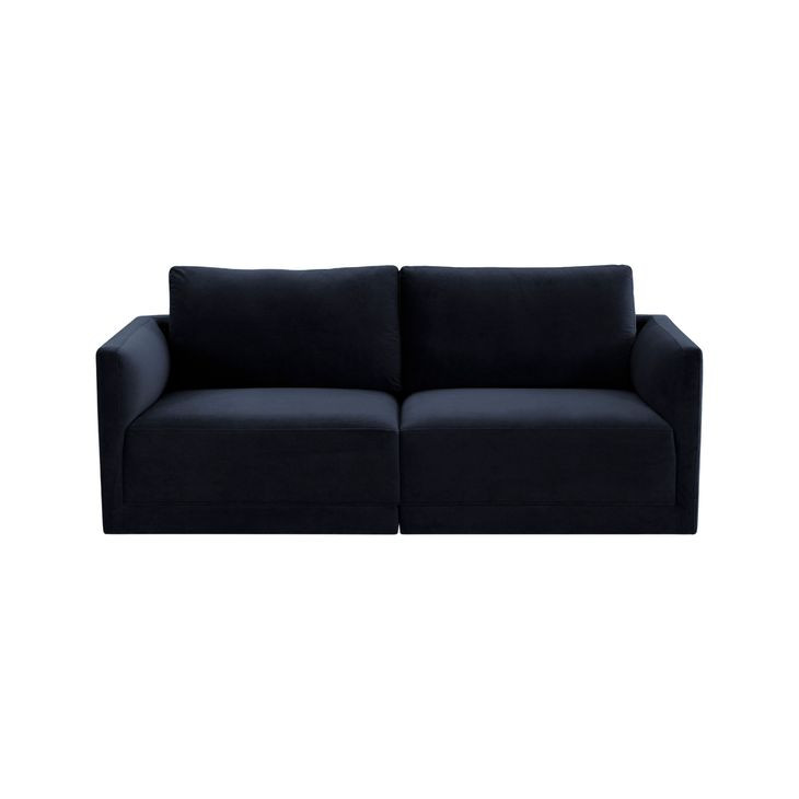 Willow Navy Velvet Modular 74" Loveseat