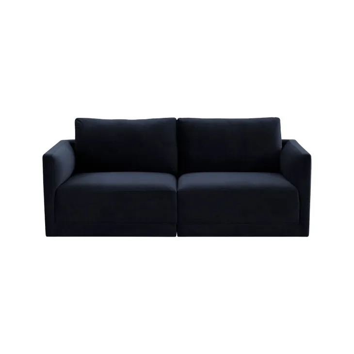 Willow Navy Velvet Modular 74" Loveseat