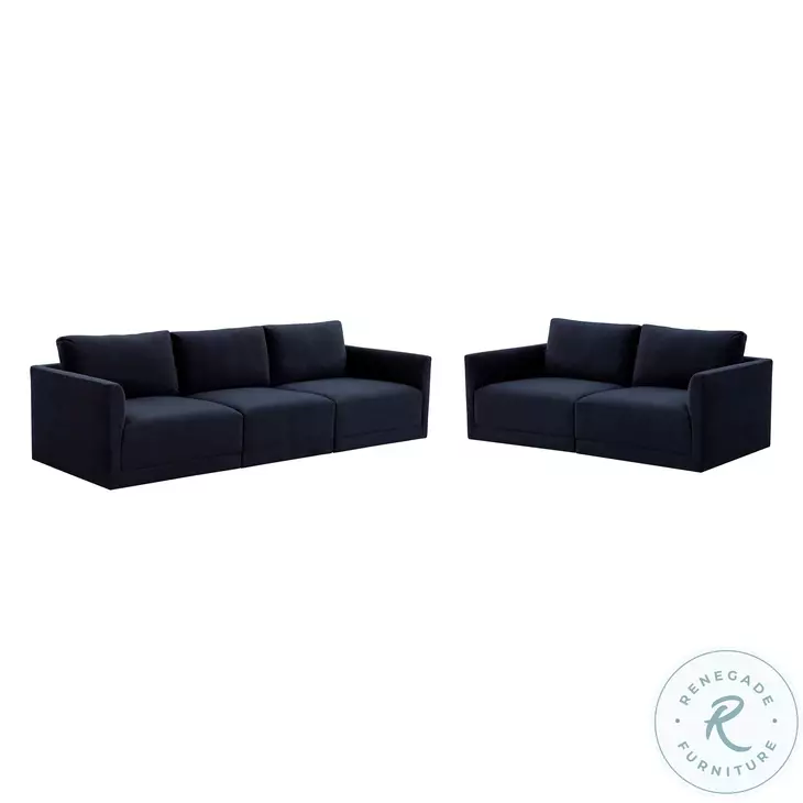 Willow Navy Velvet Living Room Set