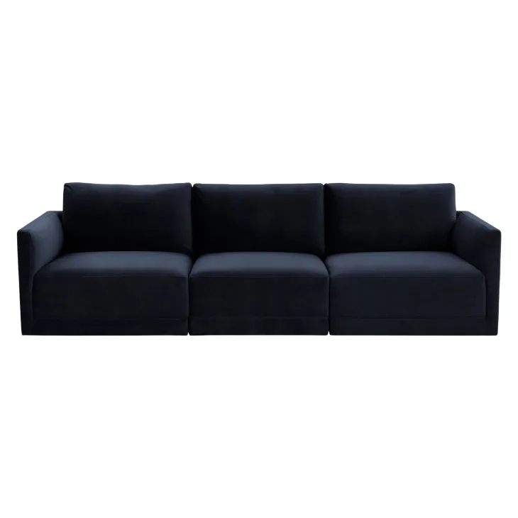 Willow Navy Velvet Modular 105" Sofa