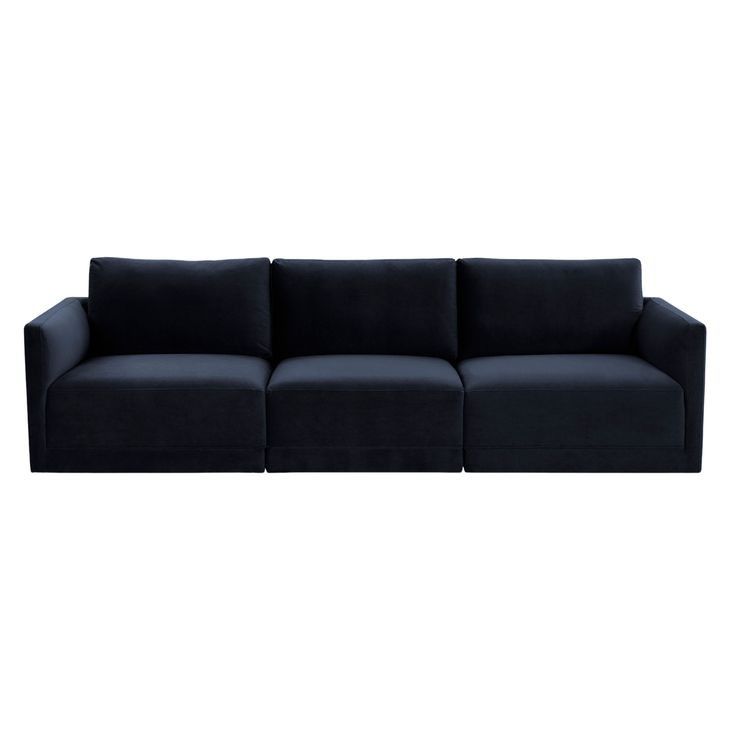 Willow Navy Velvet Modular 105" Sofa