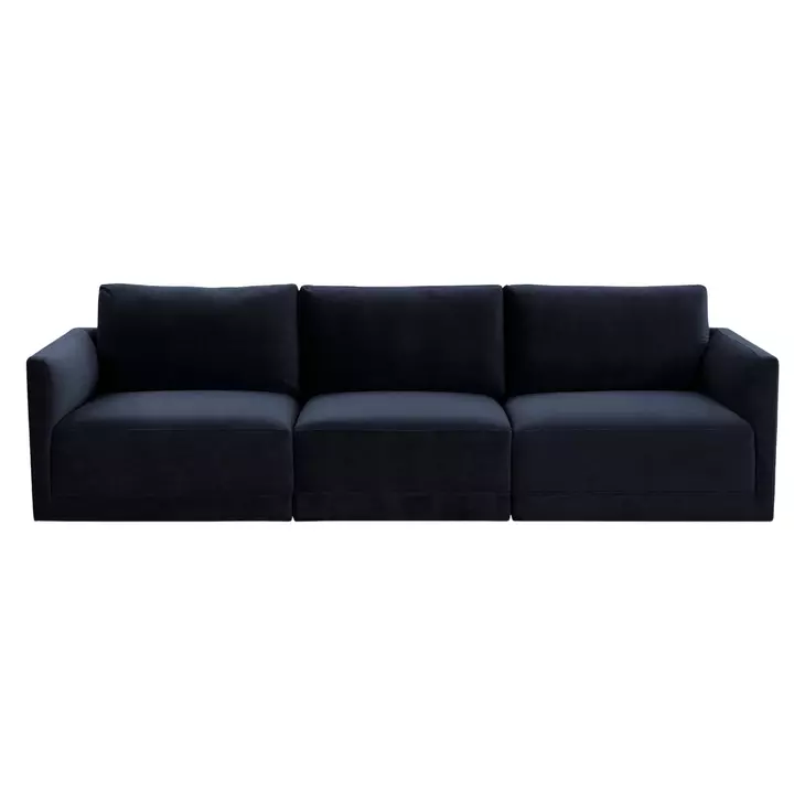 Willow Navy Velvet Modular 105" Sofa