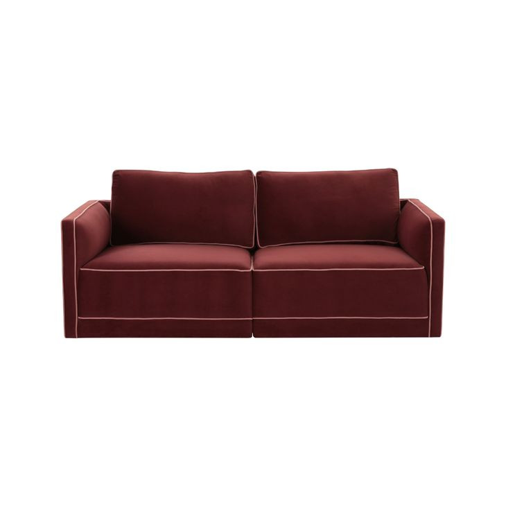 Willow Berry Red Velvet Modular 74" Loveseat
