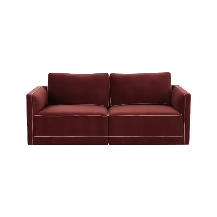 Willow Berry Red Velvet Modular 74" Loveseat