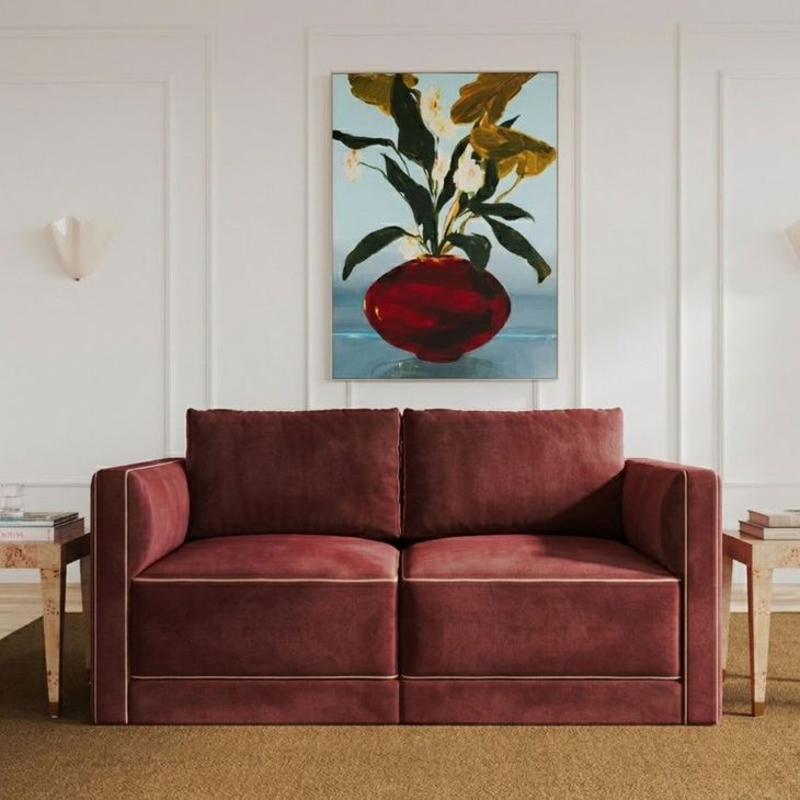 Willow Berry Red Velvet Modular 74" Loveseat
