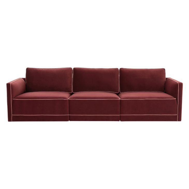 Willow Berry Red Velvet Modular 104" Sofa