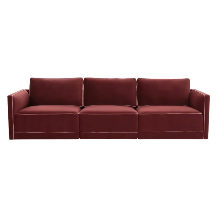 Willow Berry Red Velvet Modular 104" Sofa