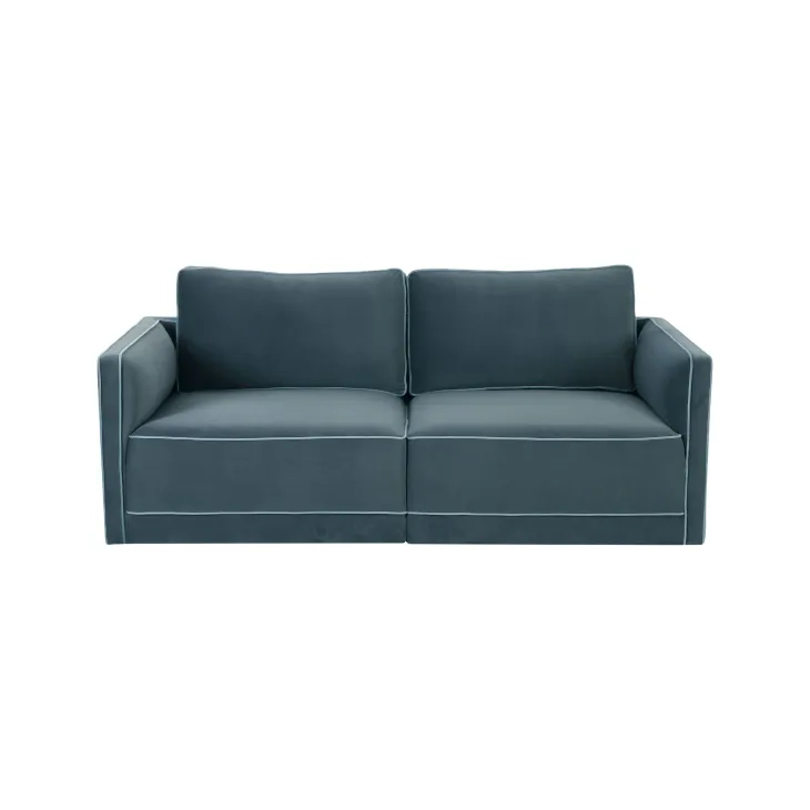 Willow Misty Blue Velvet Modular 74" Loveseat