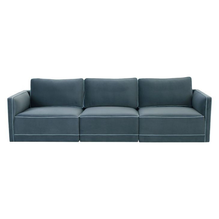 Willow Misty Blue Velvet Modular 104" Sofa