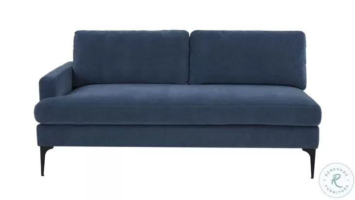 Serena Blue Velvet LAF Loveseat with Black Legs