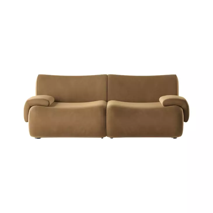 Zenith Latte Brown Velvet Modular 80" Loveseat