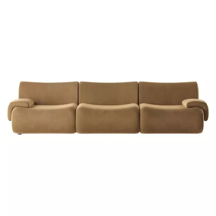 Zenith Latte Brown Velvet Modular 117" Sofa