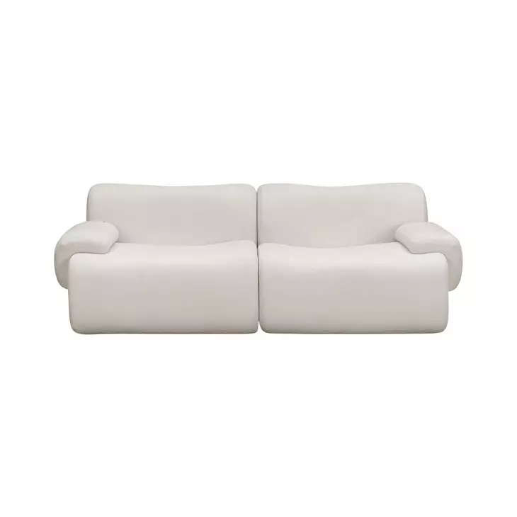 Zenith Cream Upcycled Fabric Modular 80" Loveseat