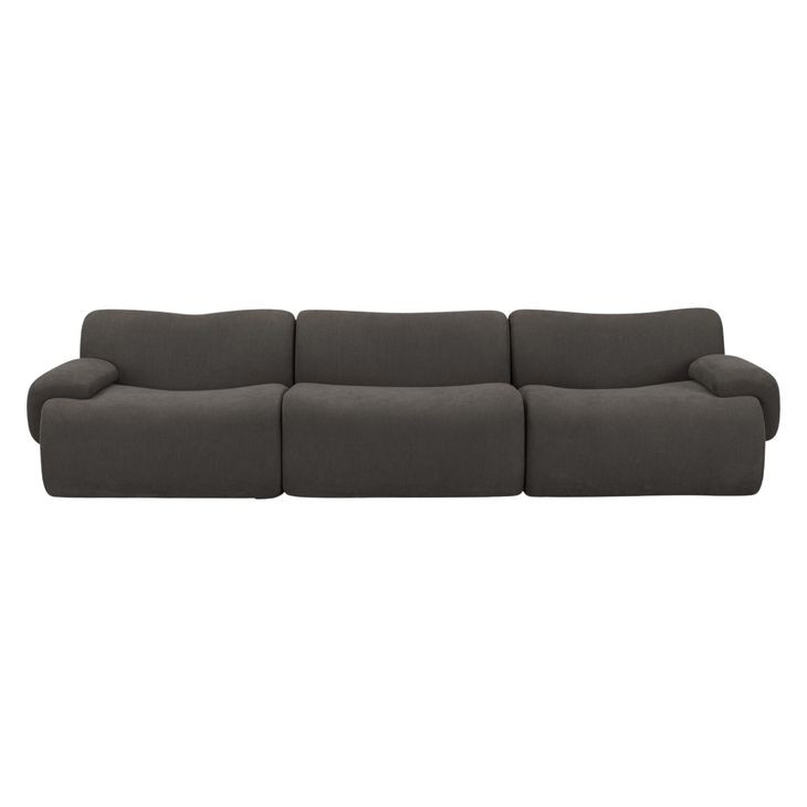 Zenith Charcoal Gray Upcycled Fabric Modular 117" Sofa