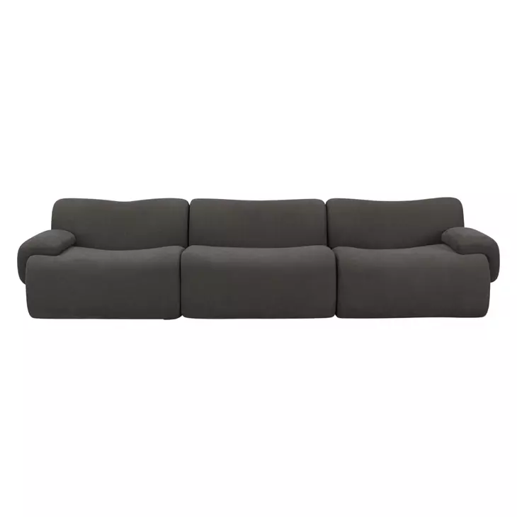 Zenith Charcoal Gray Upcycled Fabric Modular 117" Sofa