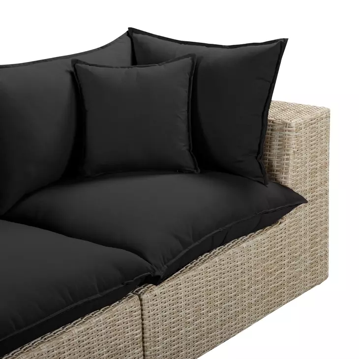 Cali Black Fabric & Natural Wicker Modular Outdoor Conversation Set