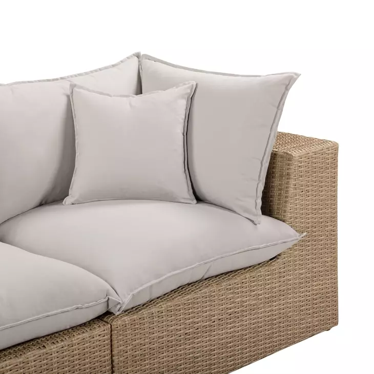 Cali Light Gray Fabric & Brown Wicker Modular Outdoor Conversation Set