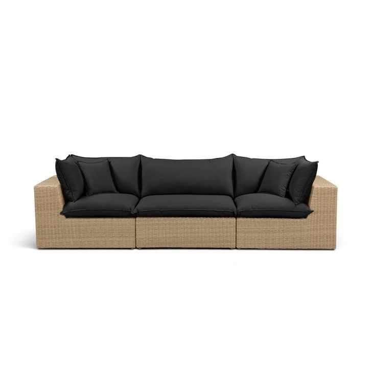 Cali Black Fabric & Brown Wicker Modular Outdoor Conversation Set