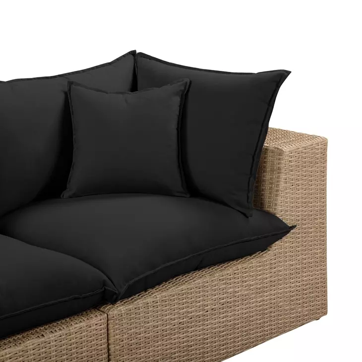 Cali Black Fabric & Brown Wicker Modular Outdoor Conversation Set