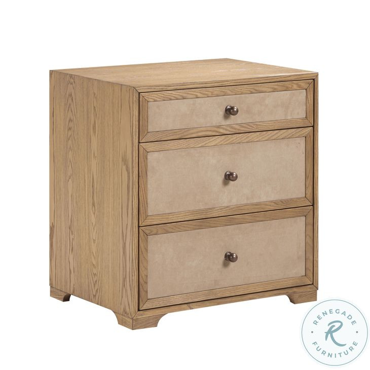 Laurentis Light Taupe Suede 3 Drawer Nightstand