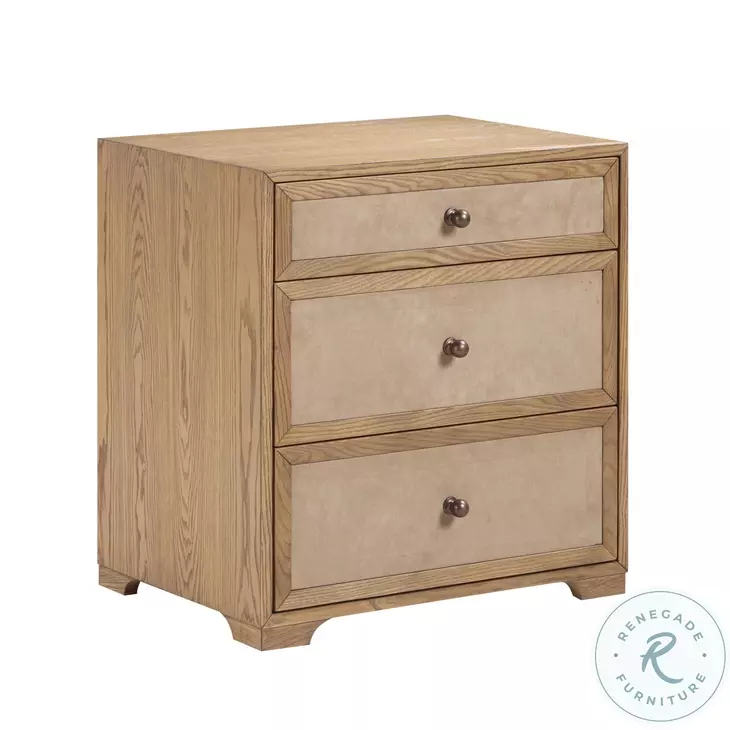 Laurentis Light Taupe Suede 3 Drawer Nightstand