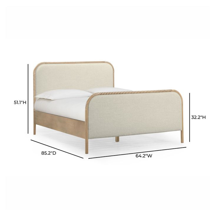 Hatia Natural Beige Basketweave Queen Panel Bed 