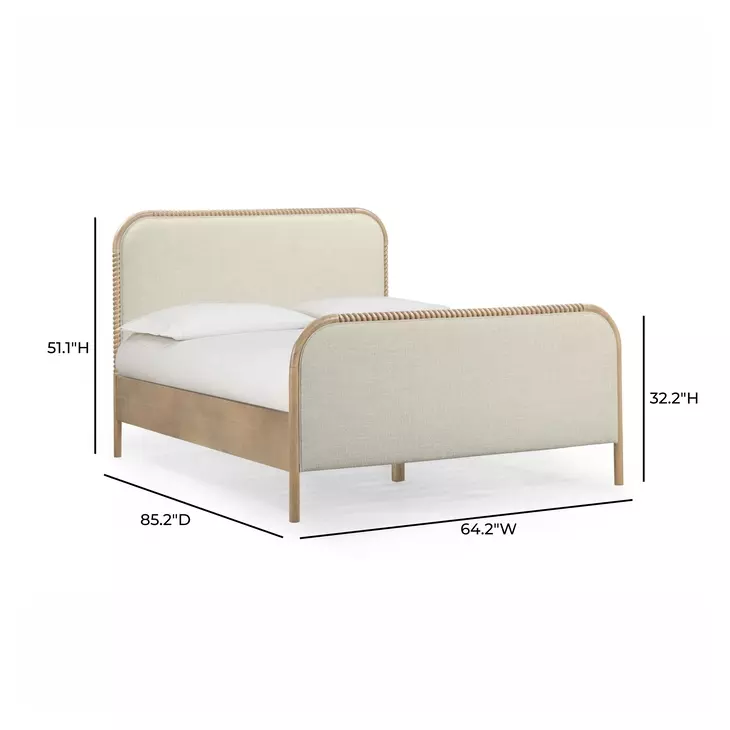 Hatia Natural Beige Basketweave Queen Panel Bed