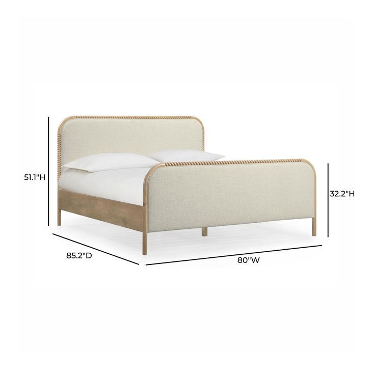 Hatia Natural Beige Basketweave King Panel Bed 