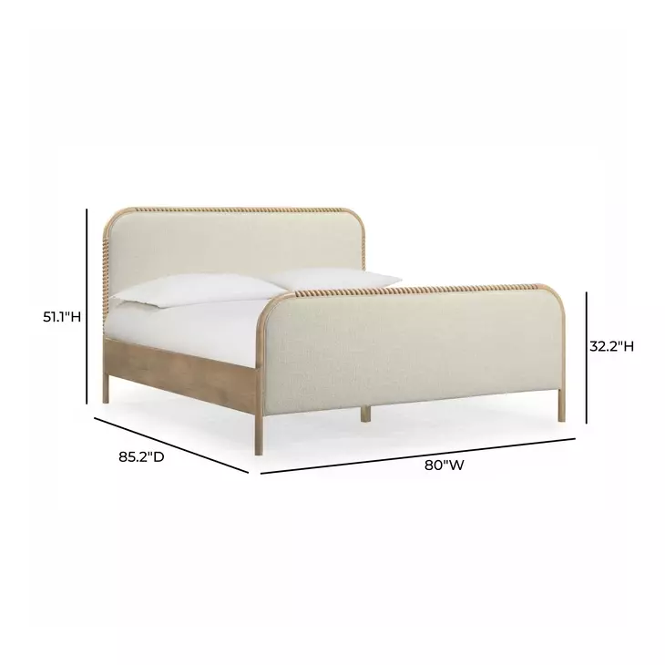 Hatia Natural Beige Basketweave King Panel Bed