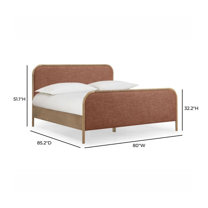 Hatia Sienna Red Basketweave King Panel Bed